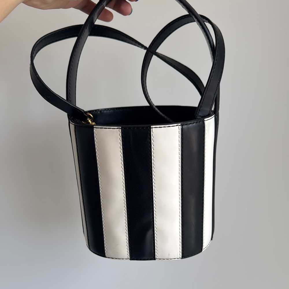 Black and White Striped Women's Bag
